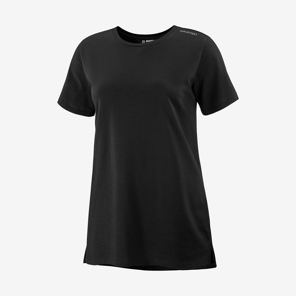 SALOMON OUTLIFE LAYERING W Philippines - Women's Tee Shirts - Black | 801234-OIZ